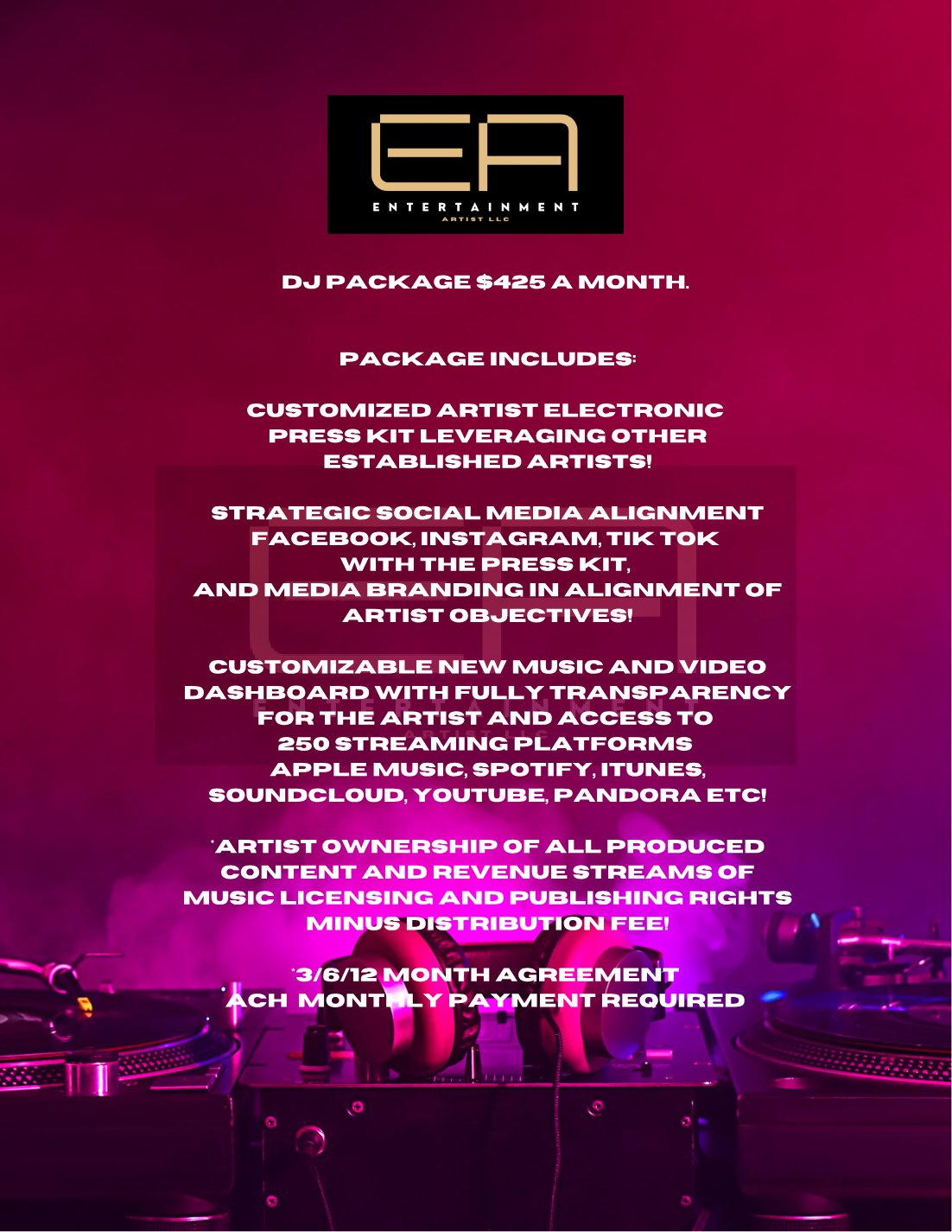 DJ Package $425 a month