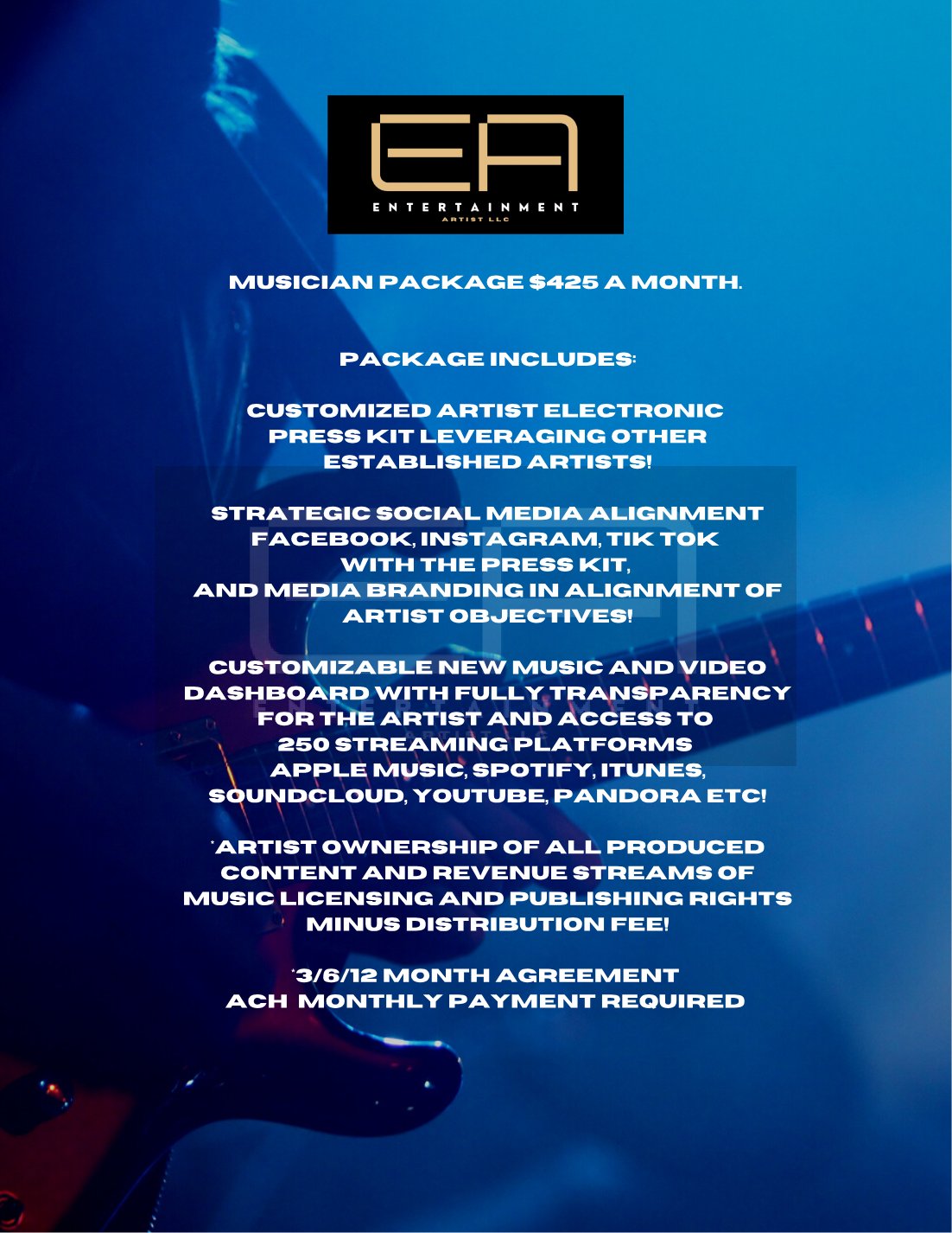 Musician Package $425 a month