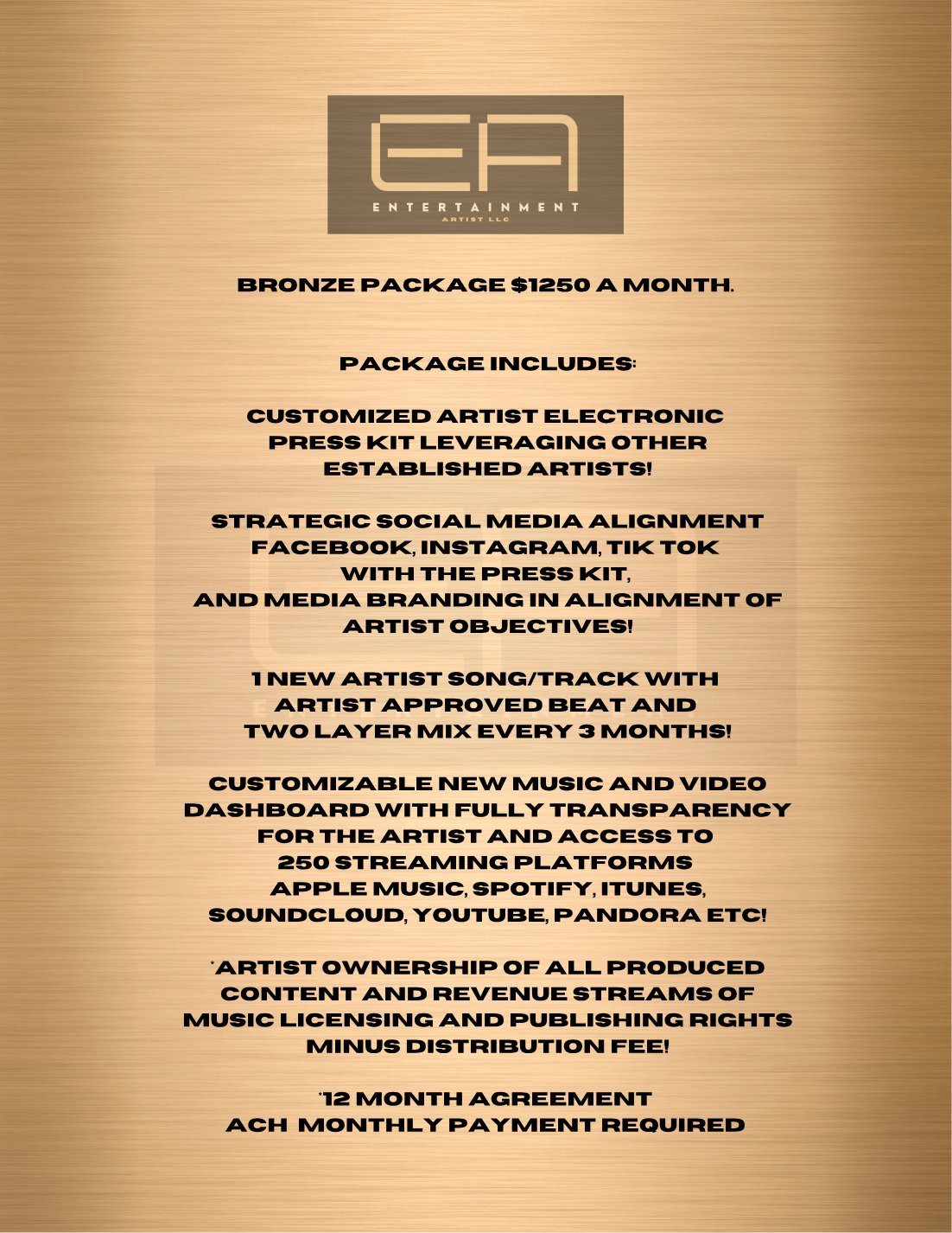 Bronze $1,250 a month